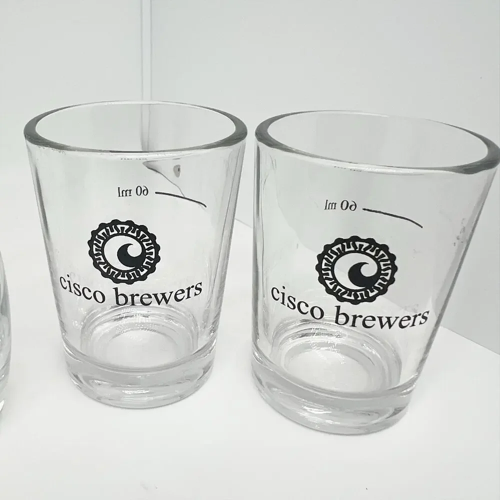 Lot of 6 Shot Glasses - Various Brands and Brewers - Corona, Four Roses, Cisco